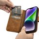 iCarer iCarer Oil Wax Wallet Case 2in1 etui iPhone 14 Plus skórzany pokrowiec z klapką Anti-RFID brązowy (WMI14220723-TN)
