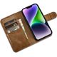 iCarer iCarer Oil Wax Wallet Case 2in1 etui iPhone 14 Plus skórzany pokrowiec z klapką Anti-RFID brązowy (WMI14220723-TN)