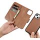 iCarer iCarer Wallet Case 2in1 etui iPhone 14 skórzany pokrowiec z klapką Anti-RFID brązowy (WMI14220725-BN)