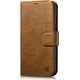 iCarer iCarer Oil Wax Wallet Case 2in1 etui iPhone 14 Pro skórzany pokrowiec z klapką Anti-RFID brązowy (WMI14220722-TN)