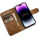 iCarer iCarer Oil Wax Wallet Case 2in1 etui iPhone 14 Pro skórzany pokrowiec z klapką Anti-RFID brązowy (WMI14220722-TN)