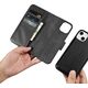 iCarer iCarer Wallet Case 2in1 etui iPhone 14 Plus skórzany pokrowiec z klapką Anti-RFID czarny (WMI14220727-BK)