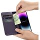iCarer iCarer Wallet Case 2in1 etui iPhone 14 Pro skórzany pokrowiec z klapką Anti-RFID ciemnofioletowy (WMI14220726-DP)