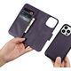 iCarer iCarer Wallet Case 2in1 etui iPhone 14 Pro skórzany pokrowiec z klapką Anti-RFID ciemnofioletowy (WMI14220726-DP)