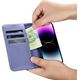 iCarer iCarer Wallet Case 2in1 etui iPhone 14 Pro skórzany pokrowiec z klapką Anti-RFID jasnofioletowy (WMI14220726-LP)