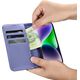 iCarer iCarer Wallet Case 2in1 etui iPhone 14 Plus skórzany pokrowiec z klapką Anti-RFID jasnofioletowy (WMI14220727-LP)