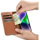 iCarer iCarer Wallet Case 2in1 etui iPhone 14 Plus skórzany pokrowiec z klapką Anti-RFID brązowy (WMI14220727-BN)