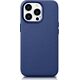 iCarer iCarer Case Leather pokrowiec etui z naturalnej skóry do iPhone 14 Pro Max niebieski (WMI14220708-BU) (kompatybilne z MagSafe)