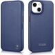 iCarer iCarer CE Premium Leather Folio Case skórzane etui iPhone 14 Plus z klapką magnetyczne MagSafe niebieski (WMI14220715-BU)