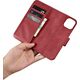 iCarer iCarer Wallet Case 2in1 etui iPhone 14 Plus skórzany pokrowiec z klapką Anti-RFID czerwony (WMI14220727-RD)