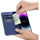 iCarer iCarer Wallet Case 2in1 etui iPhone 14 Pro skórzany pokrowiec z klapką Anti-RFID niebieski (WMI14220726-BU)