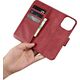 iCarer iCarer Wallet Case 2in1 etui iPhone 14 Pro Max skórzany pokrowiec z klapką Anti-RFID czerwony (WMI14220728-RD)