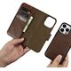 iCarer iCarer Oil Wax Wallet Case 2in1 etui iPhone 14 Pro skórzany pokrowiec z klapką Anti-RFID brązowy (WMI14220722-BN)