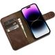 iCarer iCarer Oil Wax Wallet Case 2in1 etui iPhone 14 Pro skórzany pokrowiec z klapką Anti-RFID brązowy (WMI14220722-BN)