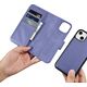 iCarer iCarer Wallet Case 2in1 etui iPhone 14 skórzany pokrowiec z klapką Anti-RFID jasnofioletowy (WMI14220725-LP)