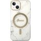 Guess Zestaw Guess GUBPP14SHMEACSH Case+ Charger iPhone 14 6,1" biały/white hard case Marble MagSafe NoSize