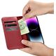 iCarer iCarer Wallet Case 2in1 etui iPhone 14 Pro skórzany pokrowiec z klapką Anti-RFID czerwony (WMI14220726-RD)