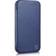iCarer iCarer CE Premium Leather Folio Case skórzane etui iPhone 14 Pro Max z klapką magnetyczne MagSafe niebieski (WMI14220716-BU)