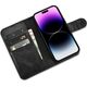 iCarer iCarer Oil Wax Wallet Case 2in1 etui iPhone 14 Pro skórzany pokrowiec z klapką Anti-RFID czarny (WMI14220722-BK)