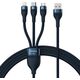 Kabel USB Baseus USB-A - USB-C + microUSB + Lightning 1.2 m Niebieski (BSU3888)