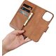 iCarer iCarer Wallet Case 2in1 etui iPhone 14 Pro Max skórzany pokrowiec z klapką Anti-RFID brązowy (WMI14220728-BN)