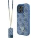Guess Guess GUHCP16LP4TDSCPB iPhone 16 Pro 6.3" niebieski/blue hardcase Leather Metal Logo Strass Crossbody