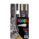 UNI-BALL POSCA PC-5M Μαύρο, Χρυσό, Ασημί, Λευκό 4 τεμ.