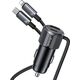 Φορτιστής αυτοκινήτου USAMS YT Series CC287 66W 1xUSB-A 1xUSB-C + καλώδιο 2 σε 1 USB-C/Lightning tarnish