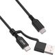 InLine® 2-in-1 USB-C Καλώδιο + USB-A Αντάπτορας, USB 2.0, 100W, TPE, μαύρο, 2m