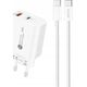 Φορτιστής τοίχου A6MaxL 20W USB-A USB-C με καλώδιο USB-C - USB-C 1m - λευκός
