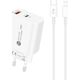Φορτιστής τοίχου A6MaxL 20W USB-A USB-C με καλώδιο USB-C - Lightning 1m - λευκός
