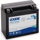 Αθροιστική μπαταρία AGM/Εκκίνησης EXIDE 12V 18Ah 270A P+ Χωρίς συντήρηση 175x87x155mm Ενεργοποιημένη YTX20HL-BS ταιριάζει σε: BOMBARDIER OUTL. OUTLAND. BUELL M2 S1 S3 S3T X1 X1W 400-2300 1978-2018