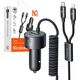 Ładowarka samochodowa Mcdodo CC-0370, USB-C, Lightning, 120W, chowane kable