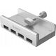 HUB 4 θυρών με σφιγκτήρα USB-A 3.0 - ασημί