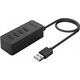 HUB 4-portowy USB-A 2.0 przewód 0,3M - czarny