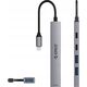 HUB 5-port input 2-in-1: USB-A/USB-C / output: 2x USB-A 2.0 + 1x USB-A 3.0 + 1x USB-C 2.0 + 1x USB-C PD65W καλώδιο 0,17M - γκρι
