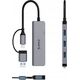 HUB 4-portowy input 2w1: USB-A/USB-C / output: 3x USB-A 2.0 + 1x USB-A 3.0 καλώδιο 0,17M - γκρι