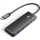 HUB 4-port input: USB-C 3.0 PD100W / output: 2x USB-A 3.0 + USB-C 3.0 καλώδιο 0,15M - μαύρο