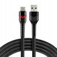 Πλεκτό καλώδιο USB -> USB-C 1m 3A RGB LED μαύρο