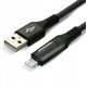 Πλεκτό καλώδιο USB -> Lighting 1m 2.4A με ενσωματωμένη οθόνη μαύρο