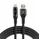 Πλεκτό καλώδιο USB -> Lighting 1m 2.4A με ενσωματωμένη οθόνη μαύρο