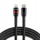 Πλεκτό καλώδιο USB-C -> Lightning 1m 27W RGB LED μαύρο
