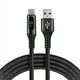 Πλεκτό καλώδιο USB -> USB-C 2m 3A με ενσωματωμένη οθόνη μαύρο