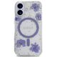 Etui Guess Resin Flowers Glitter MagSafe do Apple iPhone 16 fioletowy