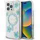Etui Guess Resin Flowers Glitter MagSafe do Apple iPhone 16 Pro Max turkusowy