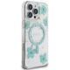 Etui Guess Resin Flowers Glitter MagSafe do Apple iPhone 16 Pro Max turkusowy