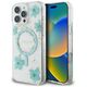 Etui Guess Resin Flowers Glitter MagSafe do Apple iPhone 16 Pro Max turkusowy
