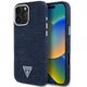 Etui Guess Denim Triangle Logo MagSafe   do iPhone 16 Pro niebieski