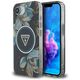 Θήκη Guess IML Metal Glitter Flowers Triangle MagSafe για iPhone 16e μαύρο