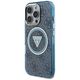 Θήκη Guess IML Metal Glitter 4G Circle Triangle MagSafe για iPhone 16 Pro Max μπλε